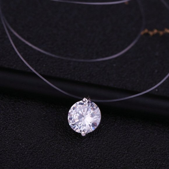 New 2CT Solitaire Diamond Invisible Chain Necklace - Picture 13 of 13